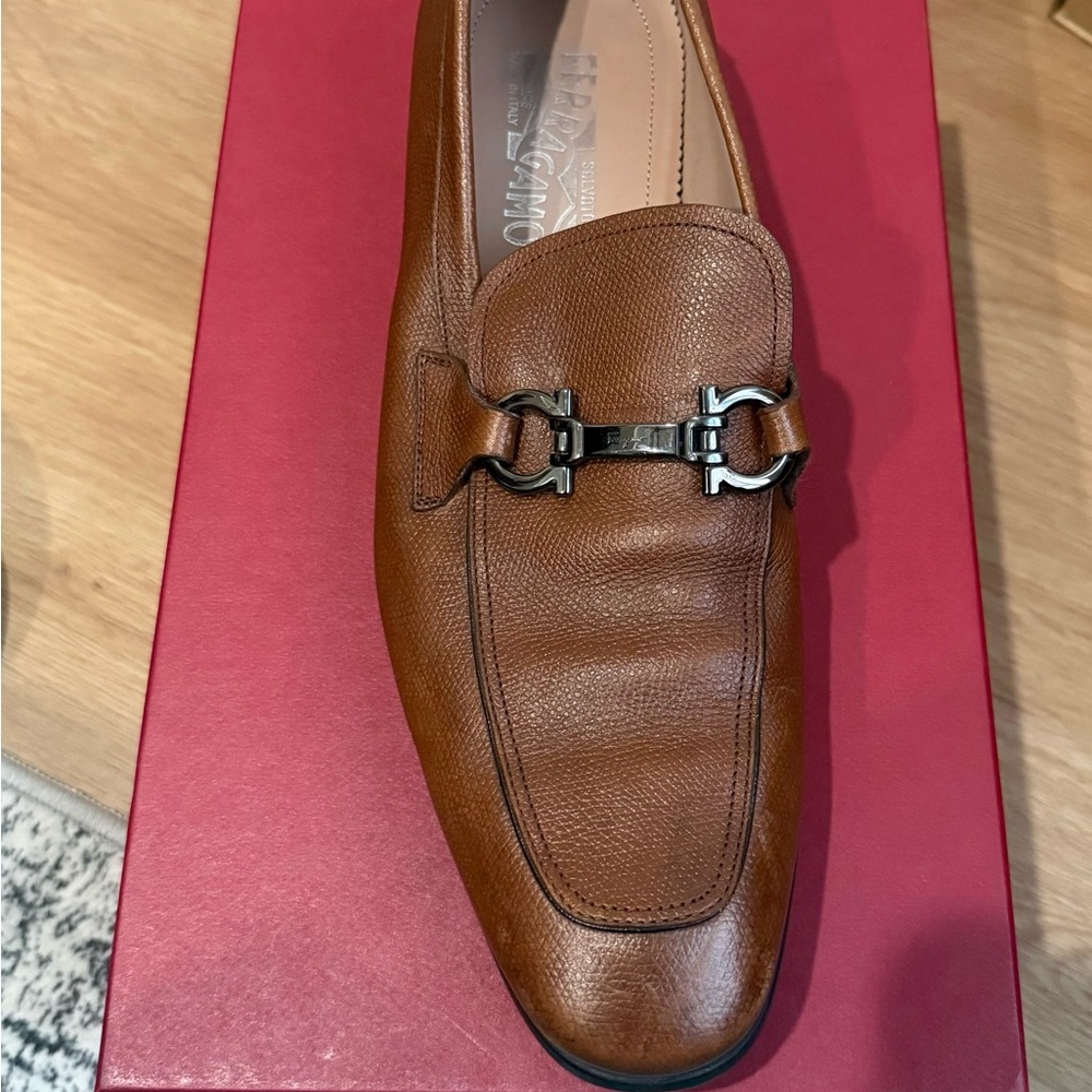 Salvatore Ferragamo Men's Tan Leather Slip-Ons
